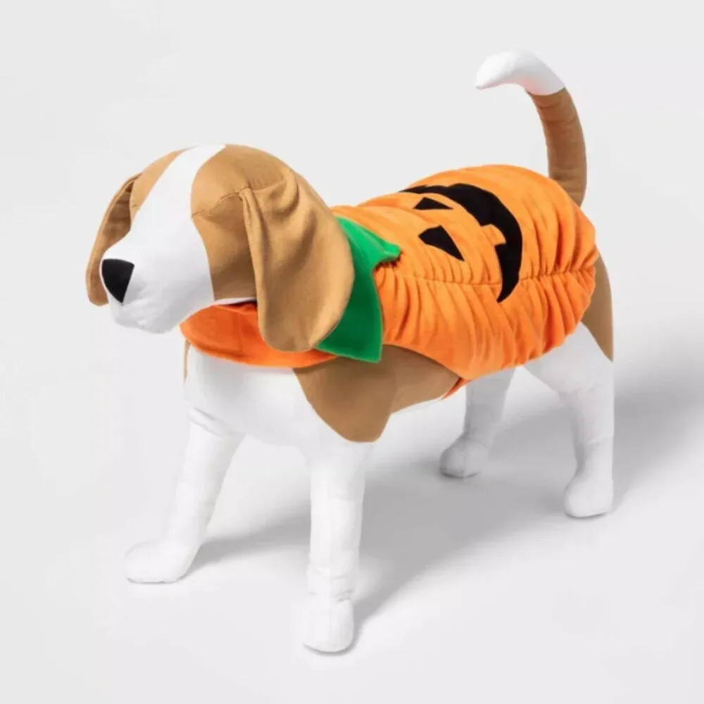 Plush Pumpkin Halloween Dog and Cat Costume - Boots & Barkley Size XL